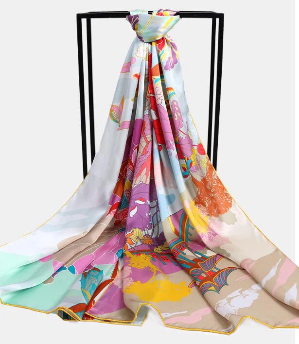 China Custom Lady Silk Scarf Supplier