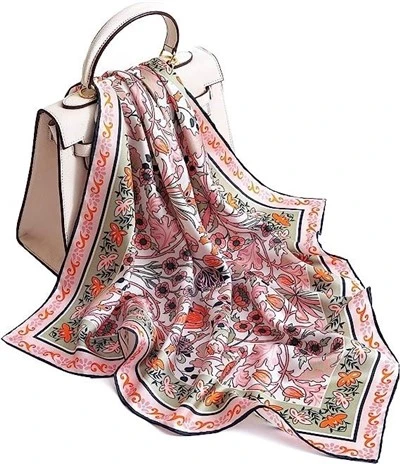 Syal Sutra Twill Cantik Dengan Pola Bunga